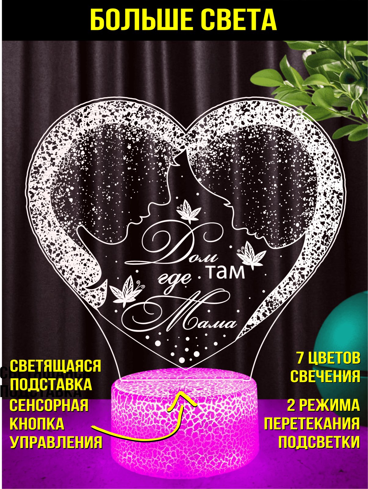 Ночник « Дом там, где Мама…»